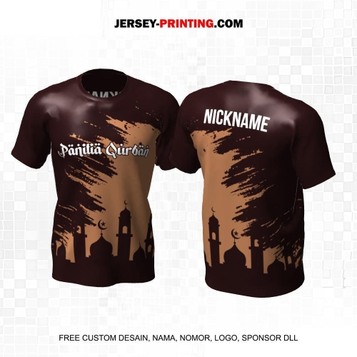 Jersey Muslim Islami Idul Adha Qurban Coklat Motif Abstrak Siluet Kubah Masjid 20