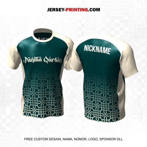 Jersey Muslim Islami Idul Adha Qurban Hijau Krem Motif Geometris 19