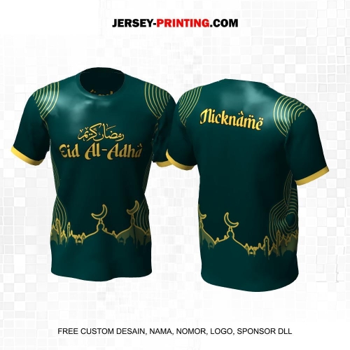 Jersey Muslim Islami Idul Adha Qurban Hijau Kuning Motif Spiral Masjid 07