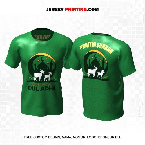 Jersey Muslim Islami Idul Adha Qurban Hijau Motif Siluet Geometris 04