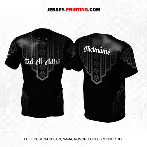Jersey Muslim Islami Idul Adha Qurban Hitam Abu Motif Ornamen 11