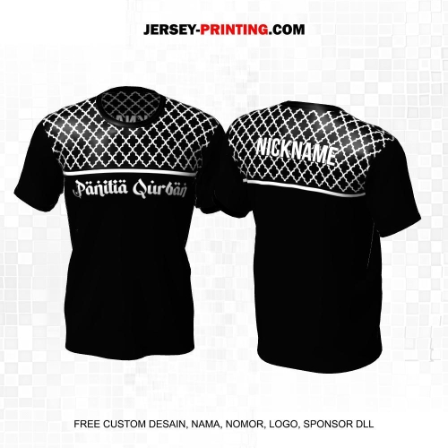 Jersey Muslim Islami Idul Adha Qurban Hitam Putih Motif Geometris 18