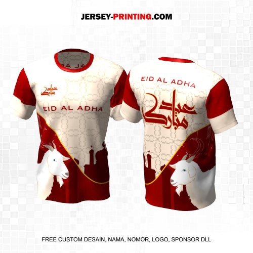 Jersey Muslim Islami Idul Adha Qurban Krem Maroon Motif Geometris Masjid 05