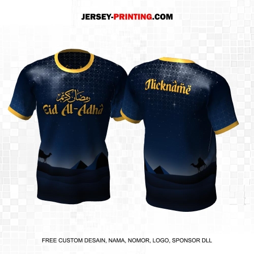 Jersey Muslim Islami Idul Adha Qurban Navy Tua Motif Siluet Gurun Unta 03