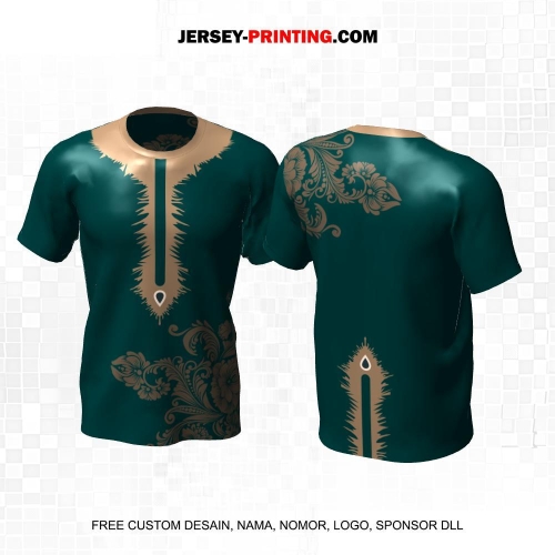 Jersey Muslim Islami Idul Fitri Hijau Coklat Motif Batik 02