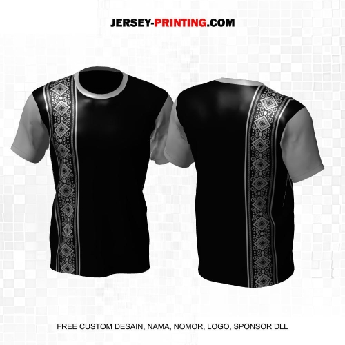 Jersey Muslim Islami Idul Fitri Hitam Abu Motif Geometris 05