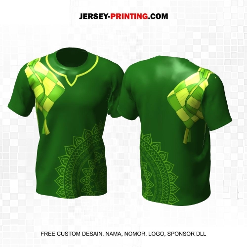 Jersey Muslim Islami Ramadhan Idul Fitri Hijau Motif Batik Ketupat 08