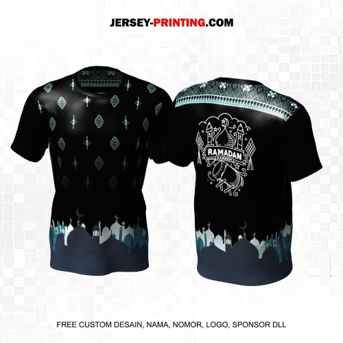 Jersey Muslim Islami Ramadhan Idul Fitri Hitam Abu Tosca Motif Geometris Masjid 39
