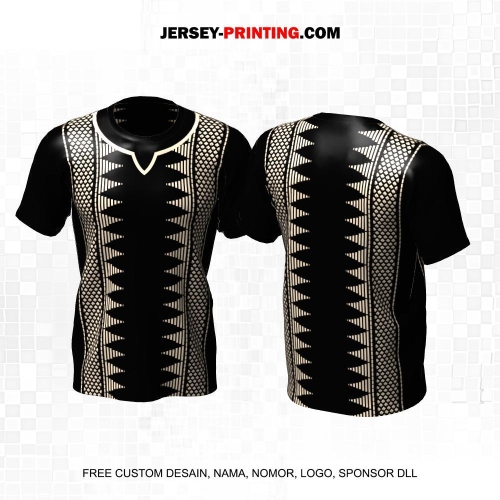 Jersey Muslim Islami Ramadhan Idul Fitri Hitam Krem Motif Geometris 29