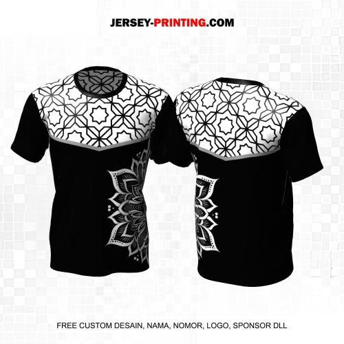 Jersey Muslim Islami Ramadhan Idul Fitri Hitam Putih Motif Geometris Mandala 36