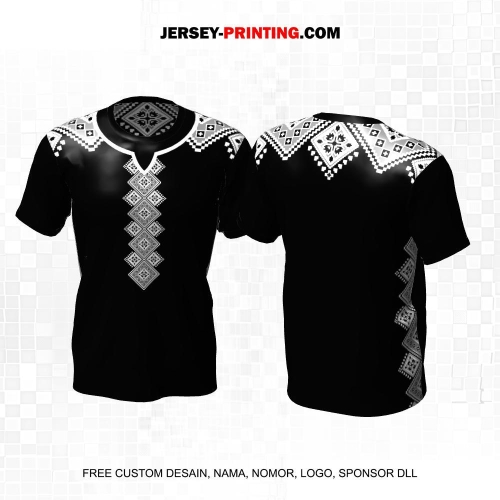 Jersey Muslim Islami Ramadhan Idul Fitri Hitam Putih Motif Geometris Ornamen 20