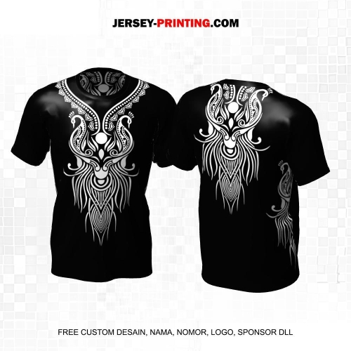 Jersey Muslim Islami Ramadhan Idul Fitri Hitam Putih Motif Ornamen 22