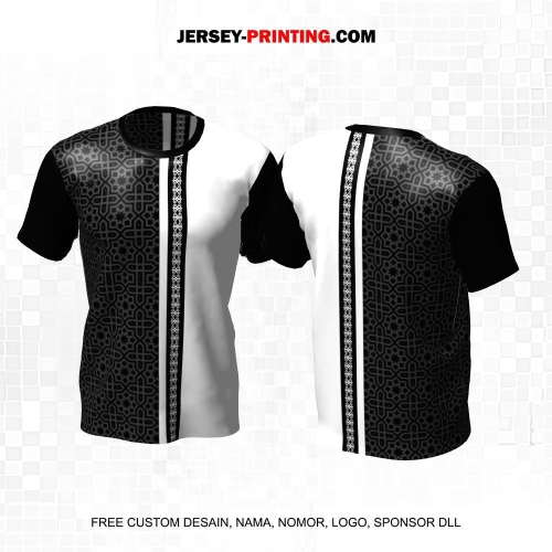 Jersey Muslim Islami Ramadhan Idul Fitri Hitam Putih Motif Ornamen 33