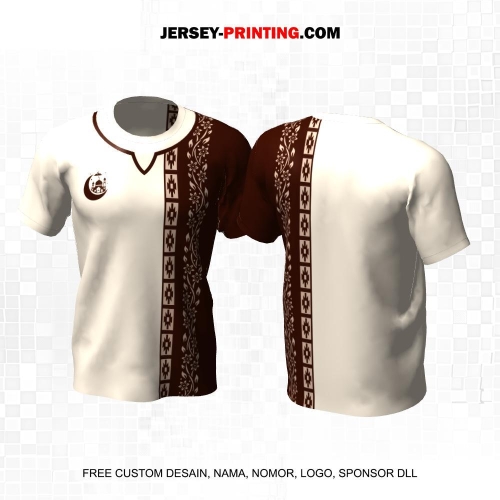 Jersey Muslim Islami Ramadhan Idul Fitri Krem Coklat Motif Geometris 15