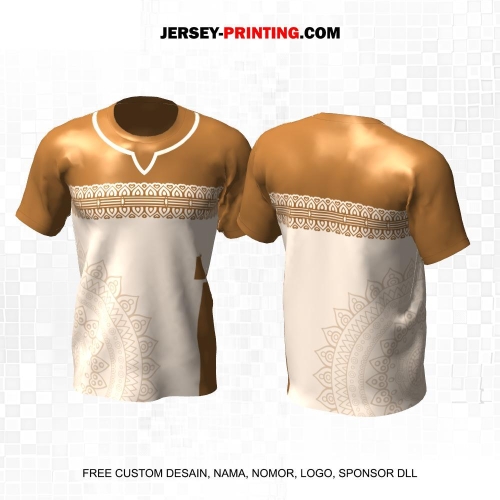 Jersey Muslim Islami Ramadhan Idul Fitri Krem Coklat Motif Geometris Mandala 41
