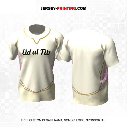Jersey Muslim Islami Ramadhan Idul Fitri Krem Gold Motif Geometris 09
