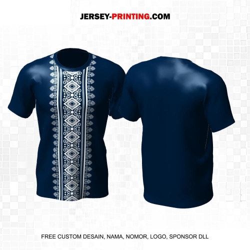 Jersey Muslim Islami Ramadhan Idul Fitri Navy Putih Motif Ornamen 30