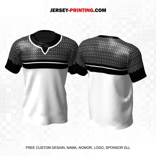 Jersey Muslim Islami Ramadhan Idul Fitri Putih Hitam Motif Geometris 07