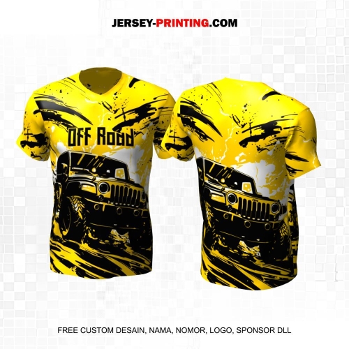 Jersey Off Road Kuning Hitam Motif Abstrak Mobil 1
