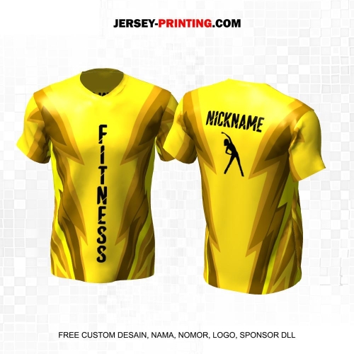 Jersey Olahraga Senam Aerobik Fitness Kuning Motif Abstrak 26