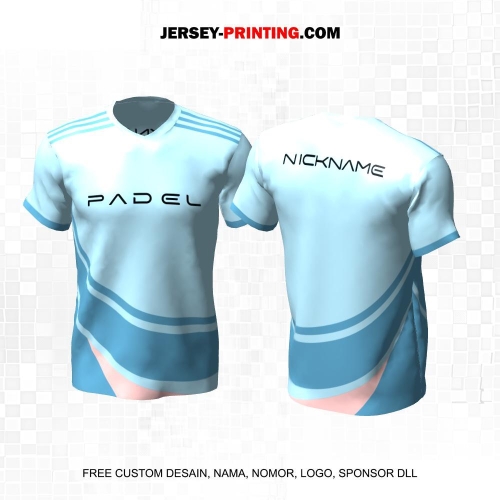 Jersey Olahraga Sport Padel Biru Motif Garis 04
