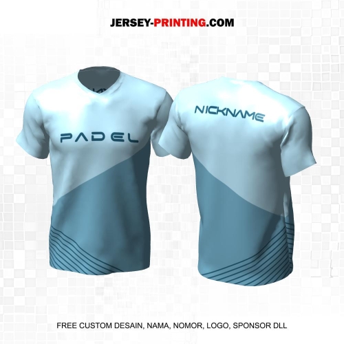 Jersey Olahraga Sport Padel Biru Motif Garis 20