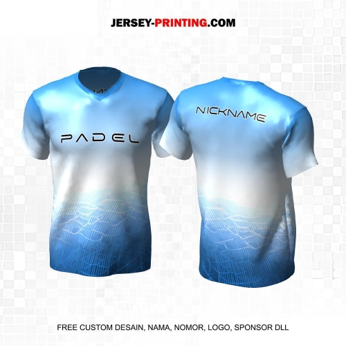 Jersey Olahraga Sport Padel Biru Putih Motif Abstrak 18