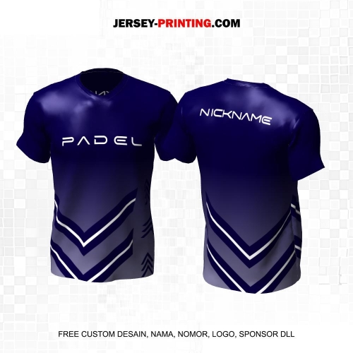 Jersey Olahraga Sport Padel Navy Putih Motif Geometris 26