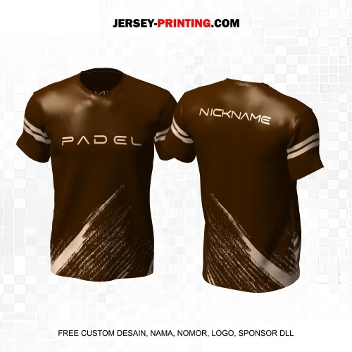 Jersey Olahraga Sport Padel Coklat Motif Abstrak 16