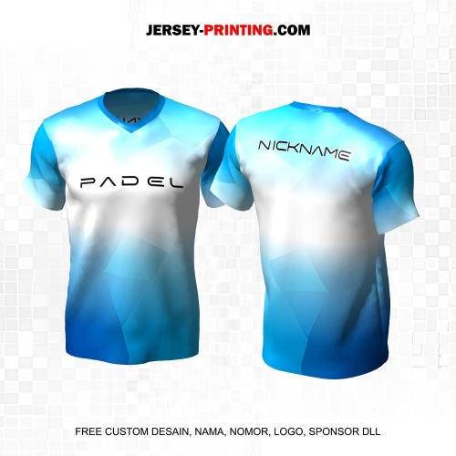 Jersey Olahraga Sport Padel Gradasi Biru Putih 45