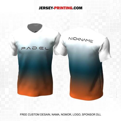 Jersey Olahraga Sport Padel Gradasi Putih Tosca Orange 51