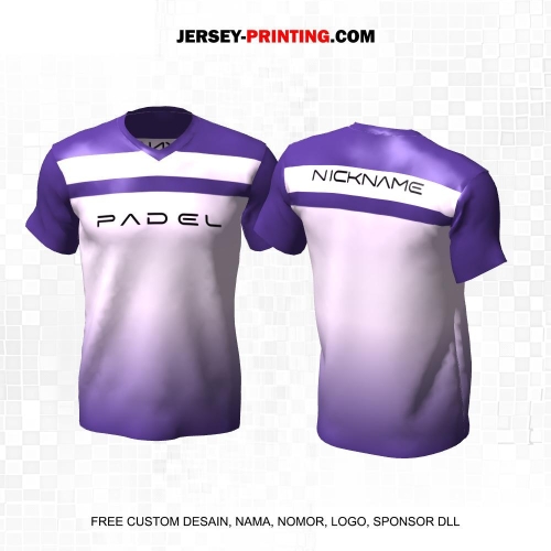 Jersey Olahraga Sport Padel Gradasi Ungu Motif Garis 57