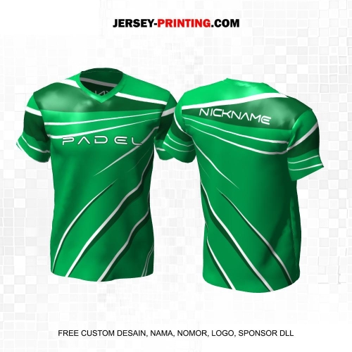 Jersey Olahraga Sport Padel Hijau Motif Garis Abstrak 54
