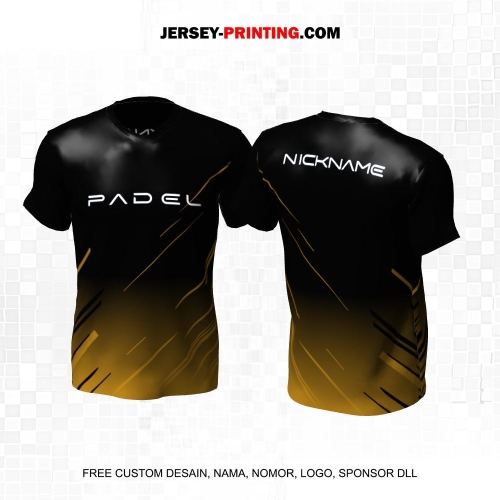 Jersey Olahraga Sport Padel Hitam Gold Motif Abstrak 56