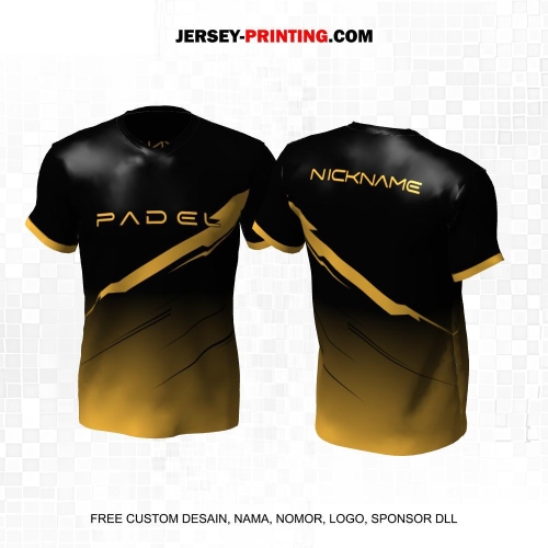 Jersey Olahraga Sport Padel Hitam Gold Motif Geometris 23