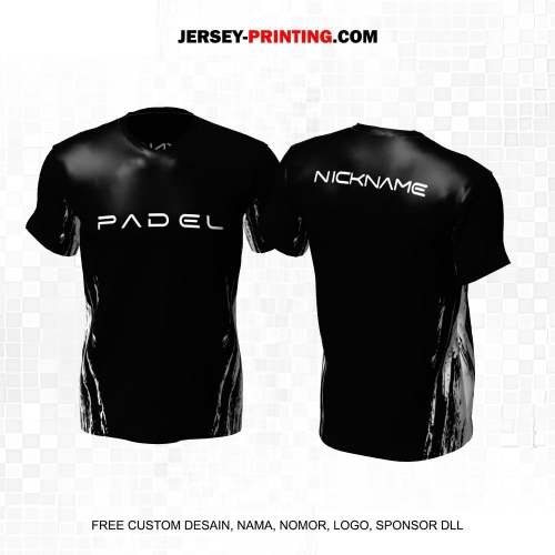 Jersey Olahraga Sport Padel Hitam Motif Abstrak 12