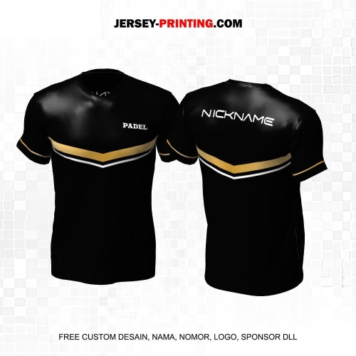 Jersey Olahraga Sport Padel Hitam Motif Garis 50