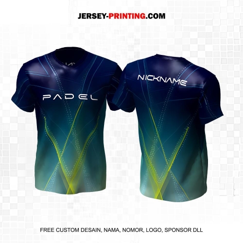 Jersey Olahraga Sport Padel Navy Hijau Motif Garis Abstrak 46