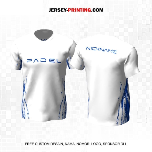 Jersey Olahraga Sport Padel Putih Biru Motif Abstrak 13