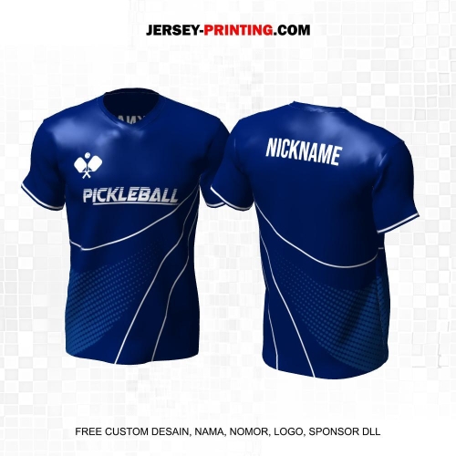 Jersey Olahraga Sport Pickleball Biru Motif Garis Polkadot 41