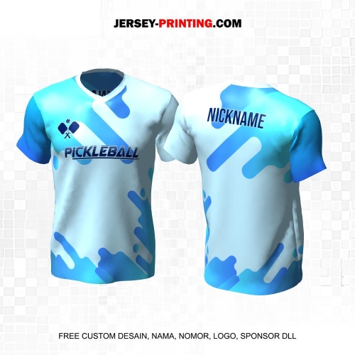 Jersey Olahraga Sport Pickleball Gradasi Biru Motif Abstrak 42