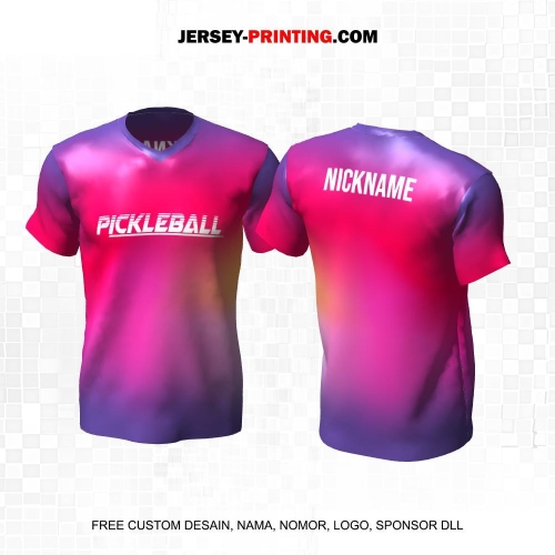 Jersey Olahraga Sport Pickleball Gradasi Pink Ungu 21