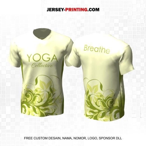 Jersey Olahraga Yoga Hijau Motif Flora 11