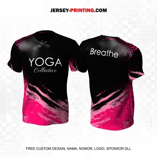 Jersey Olahraga Yoga Hitam Pink Motif Abstrak 27