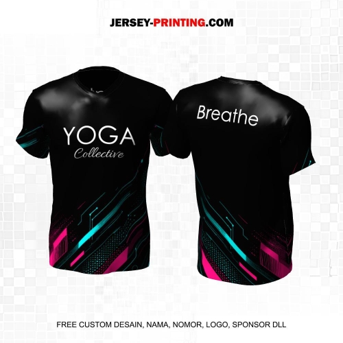 Jersey Olahraga Yoga Hitam Pink Tosca Motif Abstrak 22
