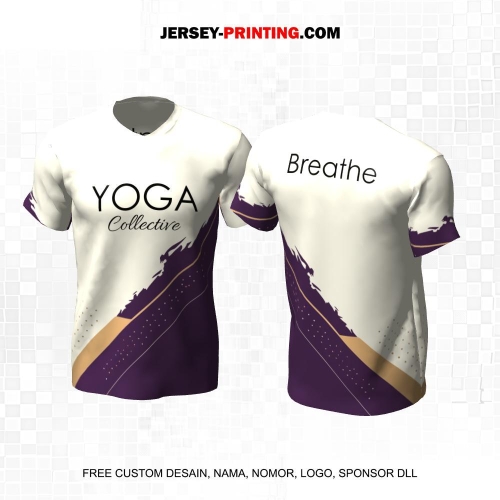 Jersey Olahraga Yoga Krem Ungu Motif Abstrak 07