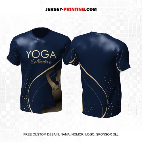 Jersey Olahraga Yoga Navy Gold Motif Polkadot Line 02