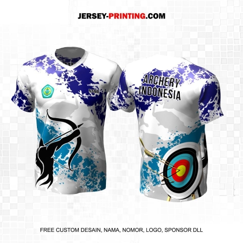 Jersey Panahan Abu Putih Biru Motif Abstrak 174