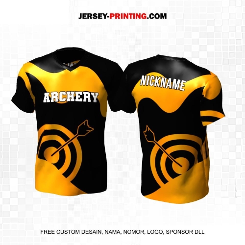 Jersey Panahan Hitam Gold Motif Abstrak Gelombang 184
