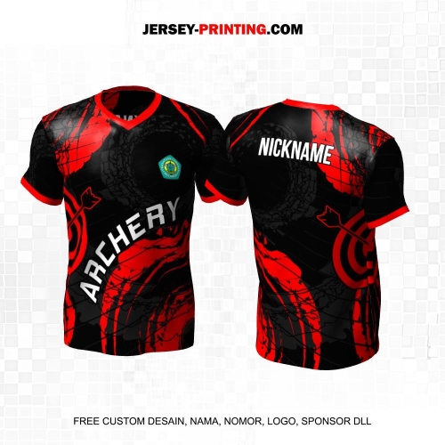 Jersey Panahan Hitam Merah Motif Abstrak 168